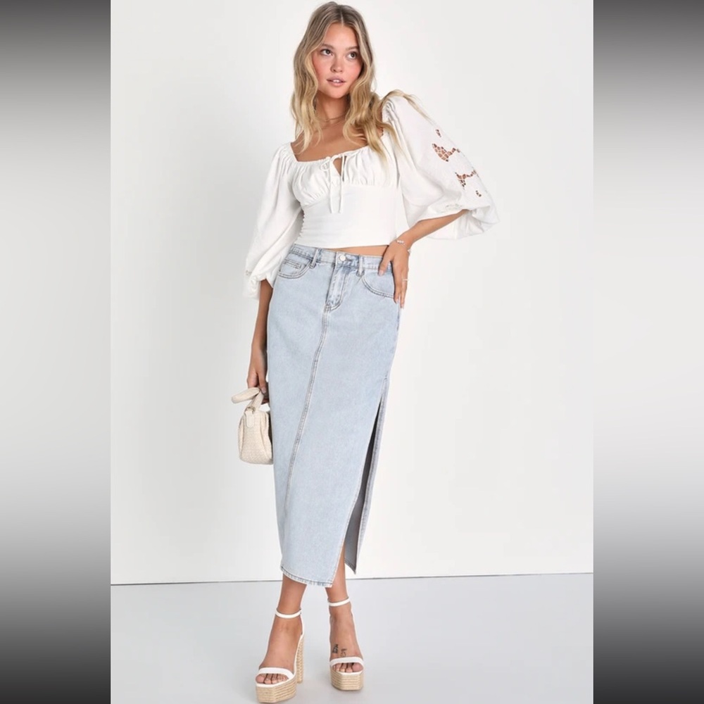 Light Blue Denim Skirt